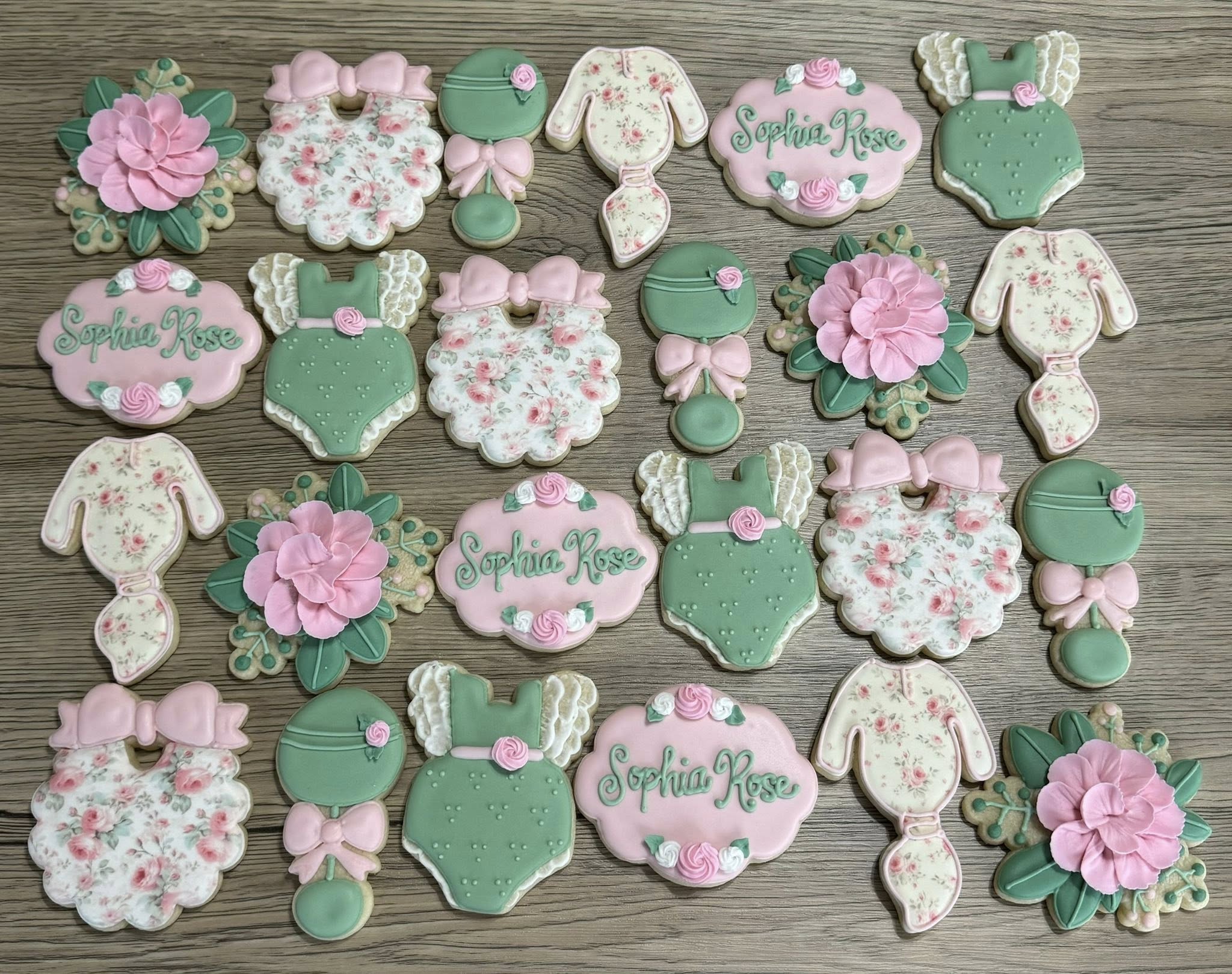 Sophia Rose baby shower cookies
