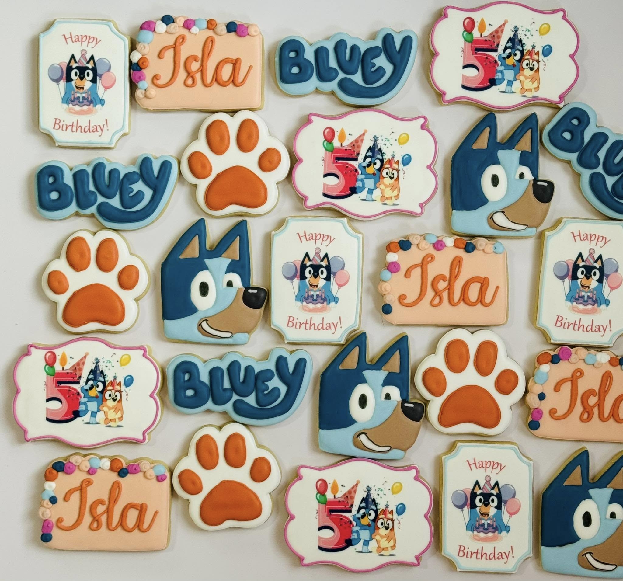 Bluey themed birthday cookies